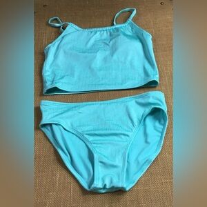 Art Class Aqua Blue Ribbed Two-piece Tankini Swimsuit Size XL (4) - K719